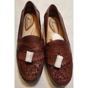 Georgio Brutini Brown Men's Leather Upper Loafers Tassel  Woven Size 10.5 W New